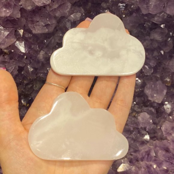 White Onyx Cloud with Easel Stand, Kids Bedroom Decor, Office/Desk Art, Healing - Picture 2 of 6